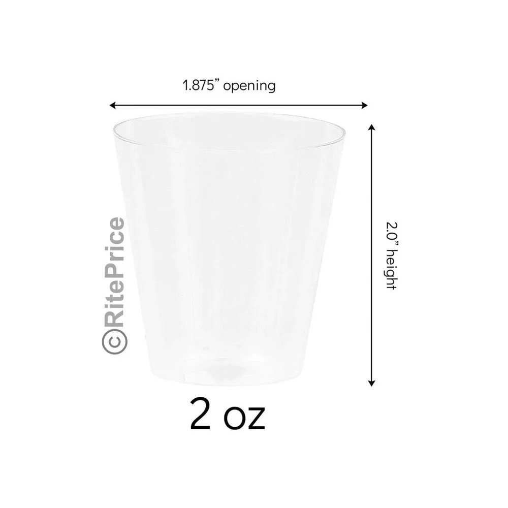 48 PCS Clear Shot Glasses 2oz Plastic Disposable Cups Wine Party Catering Bar